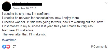 New Confidence testimonial